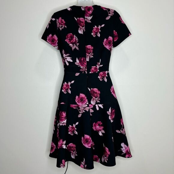 Kate Spade Encore Rose Crepe Dress blackk pink size 2 preppy party garden - Picture 2 of 6